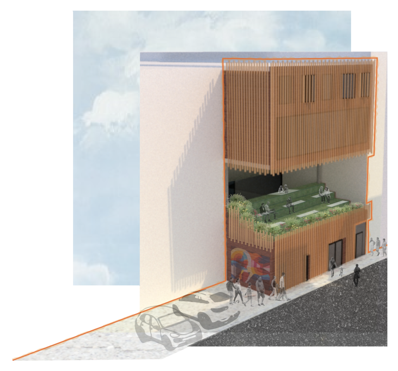 Charles St. Library - Alley Perspective