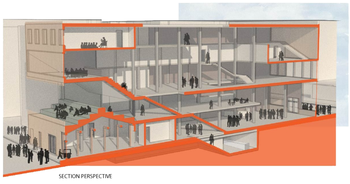 Charles St. Library - Section Perspective